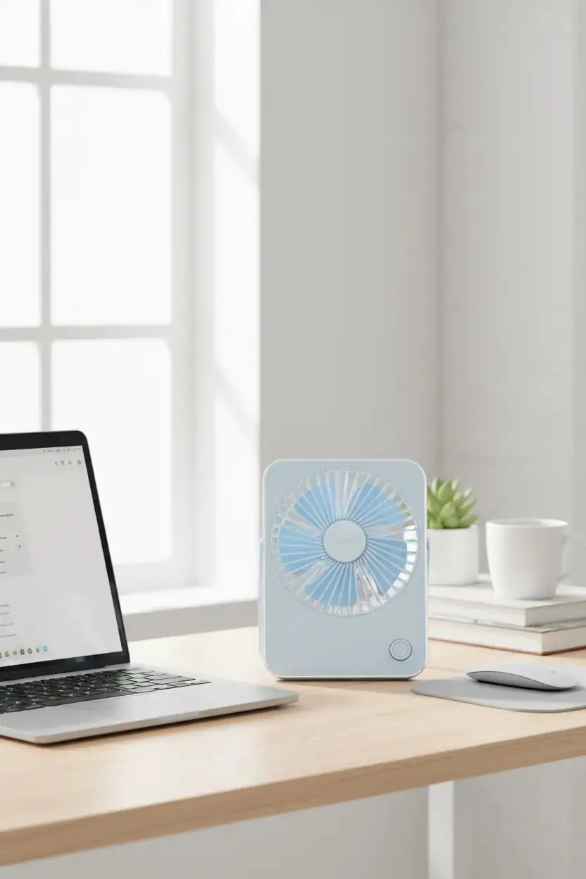 Miniso Lisanslı Makaron Serisi Katlanabilir Mini Fan Mavi – Şarj Edilebilir Taşınabilir Fan 17,8 Cm