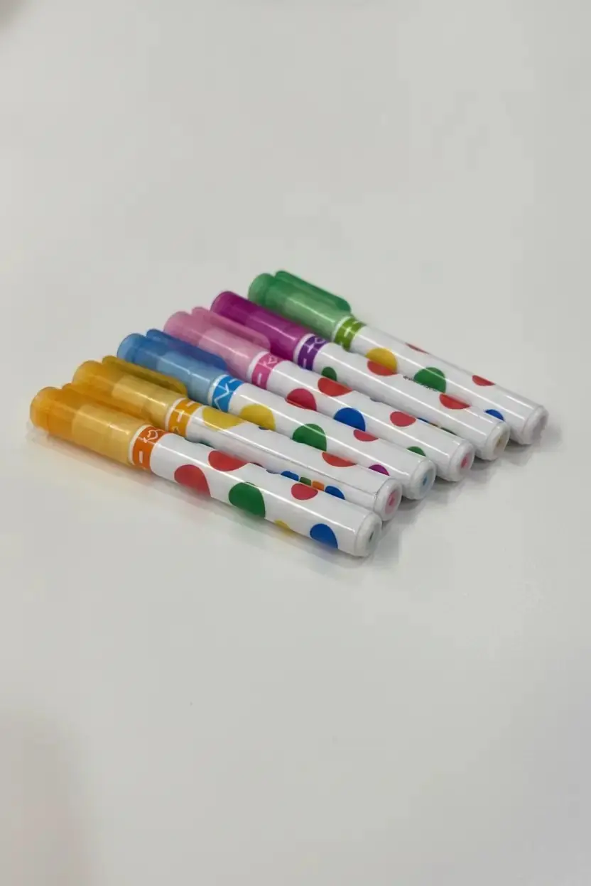 Miniso Lisanslı Polka Dot Serisi Kavisli Marker Seti 6 Renk – Kompakt Tasarım