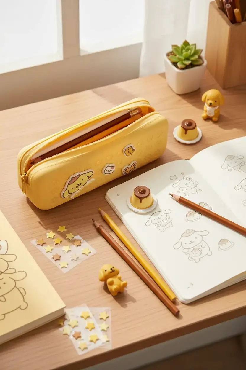 Miniso Lisanslı Pompompurin Stacking Fun Delikli Kalem Kutusu 21,5 Cm – Sevimli Tasarım