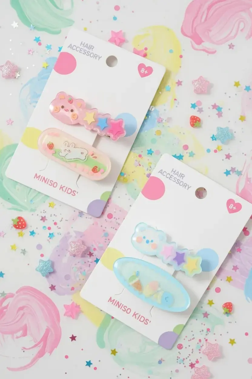 Miniso Lisanslı Kids Eğlenceli Ayı Serisi Saç Tokası Seti – 2 Adet