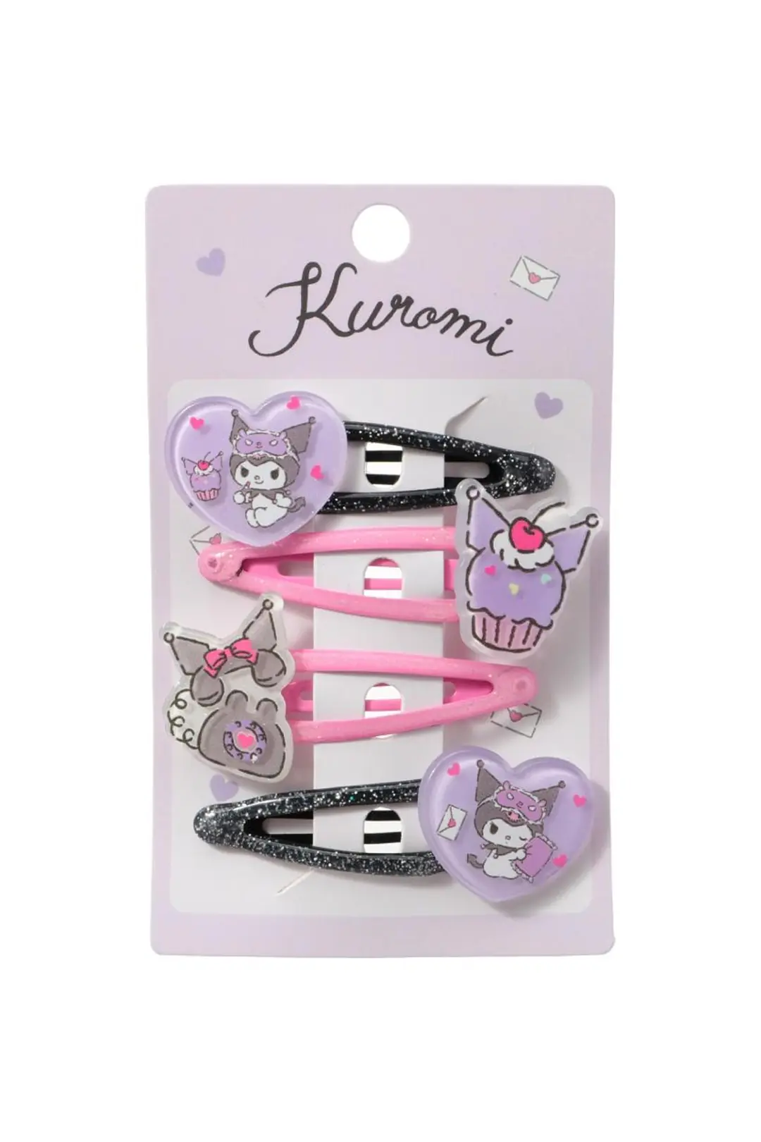 Sanrio Lisanslı Kuromi Figürlü Saç Tokası 11,5 Cm – Pembe Siyah Sevimli Aksesuar Seti