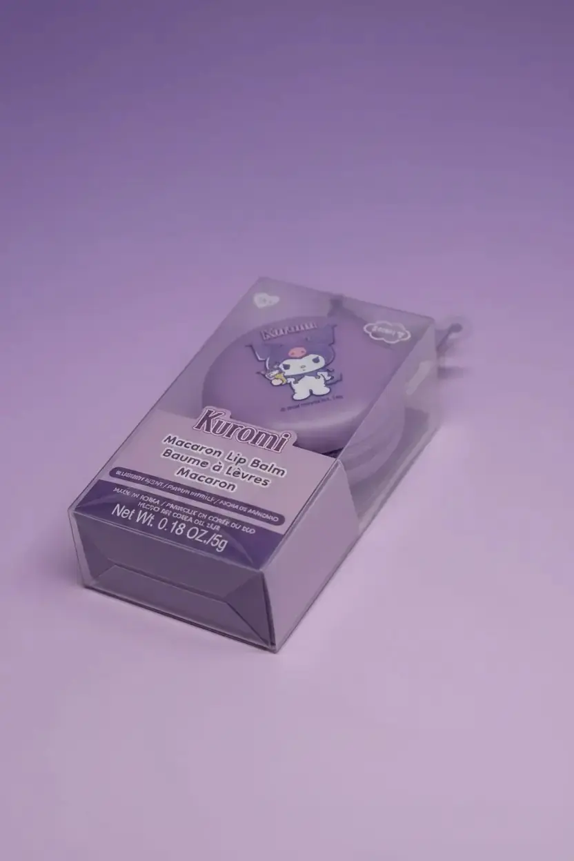 Sanrio Lisanslı Kuromi Makaron Lip Balm 5 g – Yaban Mersini Kokulu Nemlendirici Dudak Bakımı
