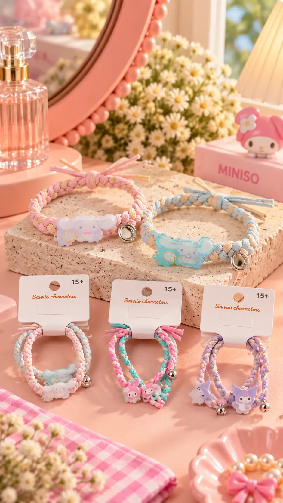 Sanrio Lisanslı Figürlü Saç Lastiği – My Melody ve Kuromi Temalı Esnek Toka Seti 2 Adet