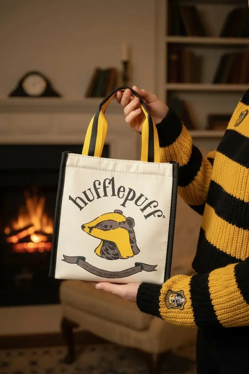 Harry Potter Lisanslı Hufflepuff Yiyecek Çantası – Dayanıklı Astarlı Beslenme Çantası ve Günlük Taşıma Çantası 23 Cm