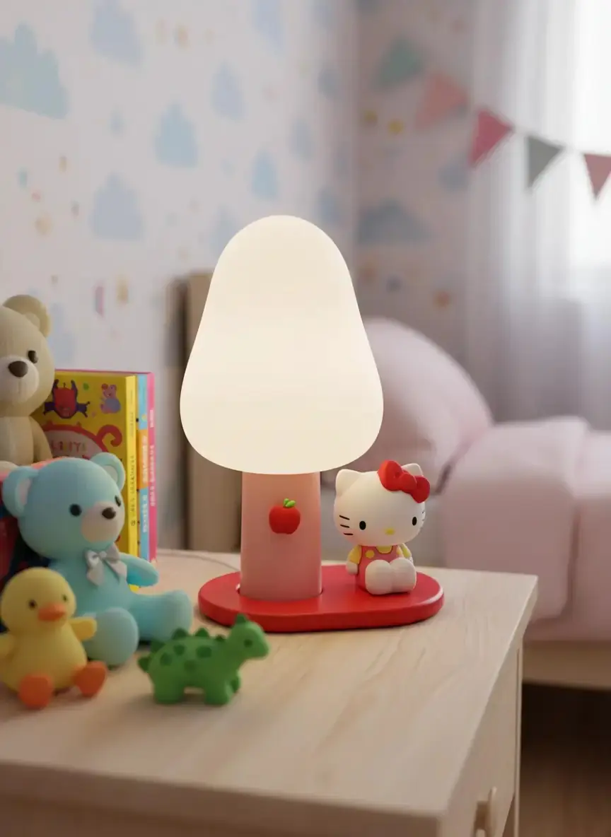 Sanrio Lisanslı Hello Kitty LED Gece Lambası – Yumuşak Işıklı Dekoratif 10,5 Cm