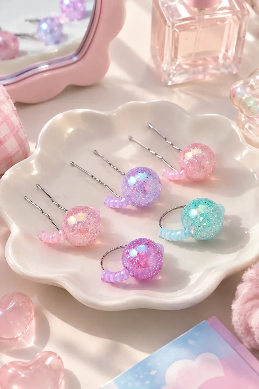 Miniso Lisanslı Spiral Saç Tokası Seti (4 Adet) – İz Bırakmayan & Esnek Saç Lastiği