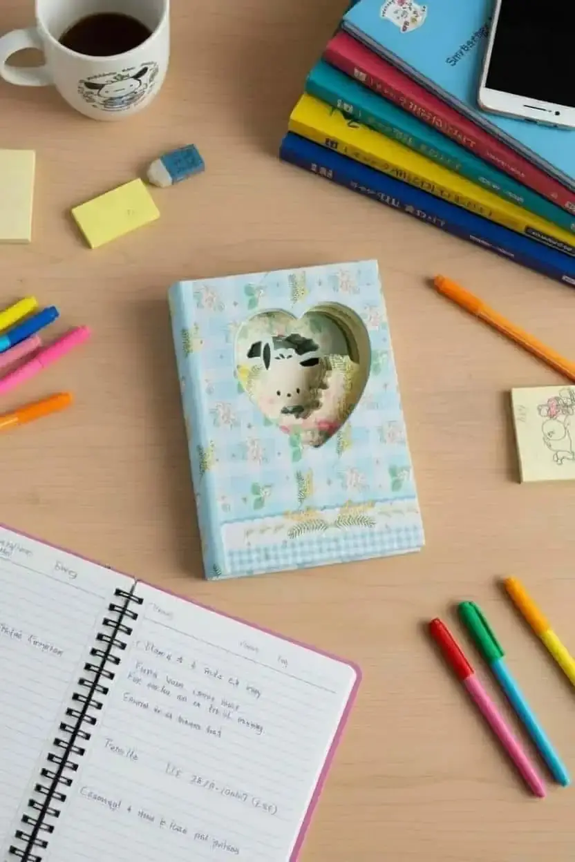 Sanrio Lisanslı Pochacco Sert Kapak Not Defteri – 96 Yaprak Dayanıklı Kapaklı Çizgili Günlük Defter