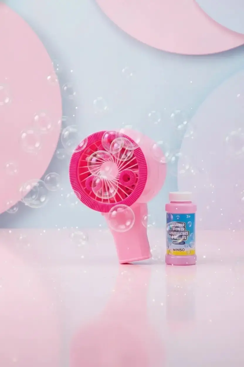 Miniso Lisanslı El Tipi Baloncuk Oyuncak Pembe 18 Cm – Taşınabilir Açık Hava Eğlencesi