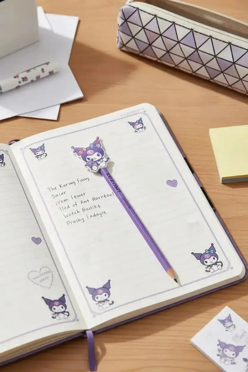Sanrio Lisanslı Kuromi Kalem Ve Silgi Seti – Okul & Ofis İçin Şık Kırtasiye