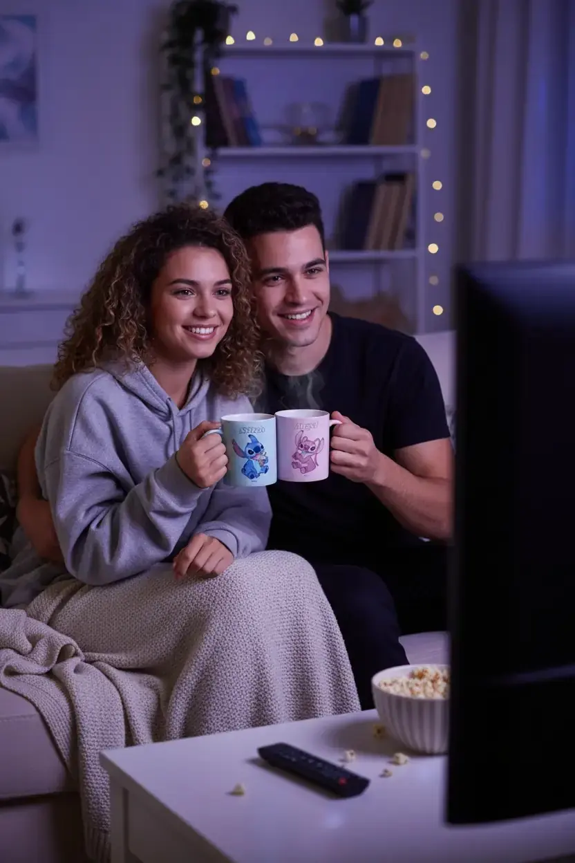 Disney Lilo & Stitch Lisanslı Kalp Şekilli Tutacaklı Seramik Bardak – Sağlam Seramik Kupa 360 Ml