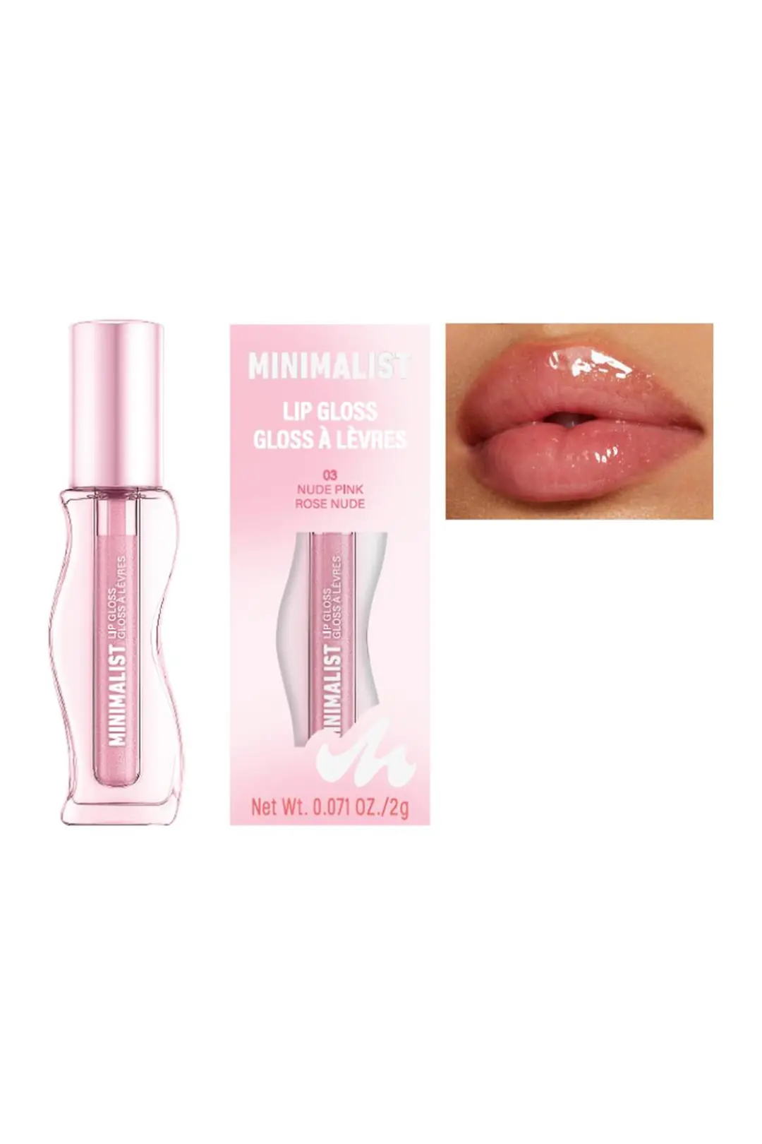 Miniso Lisanslı Minimalist Dudak Parlatıcısı – 03 Nude Pembe Cam Görünümlü Parlak Bitiş