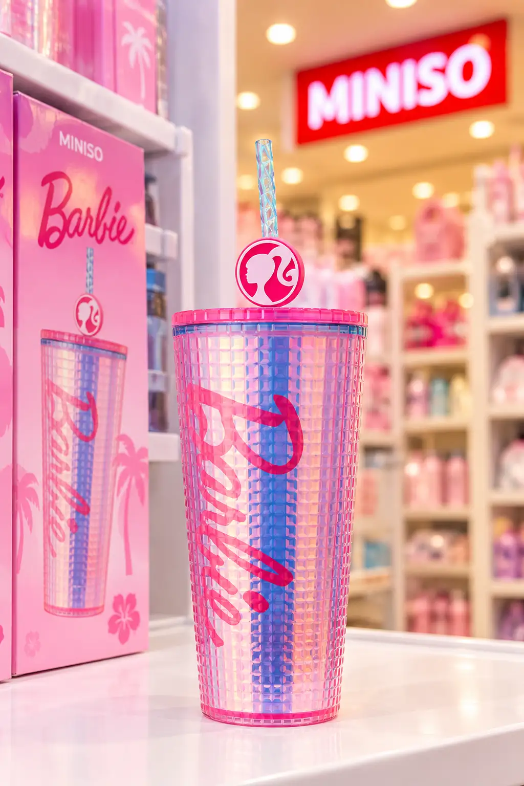 Barbie Lisanslı Çift Cidarlı Pipetli Şişe 775 ml – Silikon Aksesuarlı Tasarım
