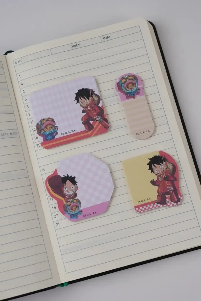 One Piece Lisanslı Mini Figür Yapışkan Not Seti 4 Parça – Anime Temalı Kompakt Tasarım