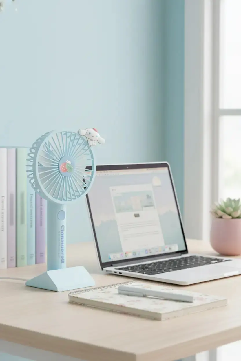 Sanrio Lisanslı Cinnamoroll Mini El Vantilatörü – Taşınabilir Şarjlı Serinletici 20 Cm