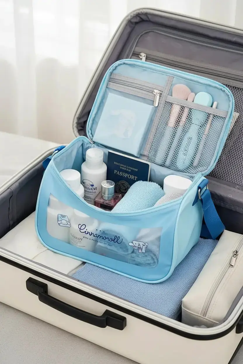 Sanrio Lisanslı Cinnamoroll Makyaj Seyahat Çantası - Geniş İç Hacimli Fermuarlı Kozmetik Düzenleyici