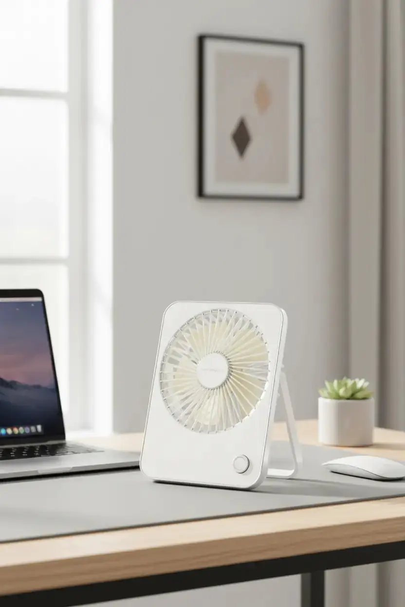 Miniso Lisanslı Makaron Katlanabilir Mini Fan Beyaz 17,8 Cm – Şarj Edilebilir Taşınabilir Serinlik