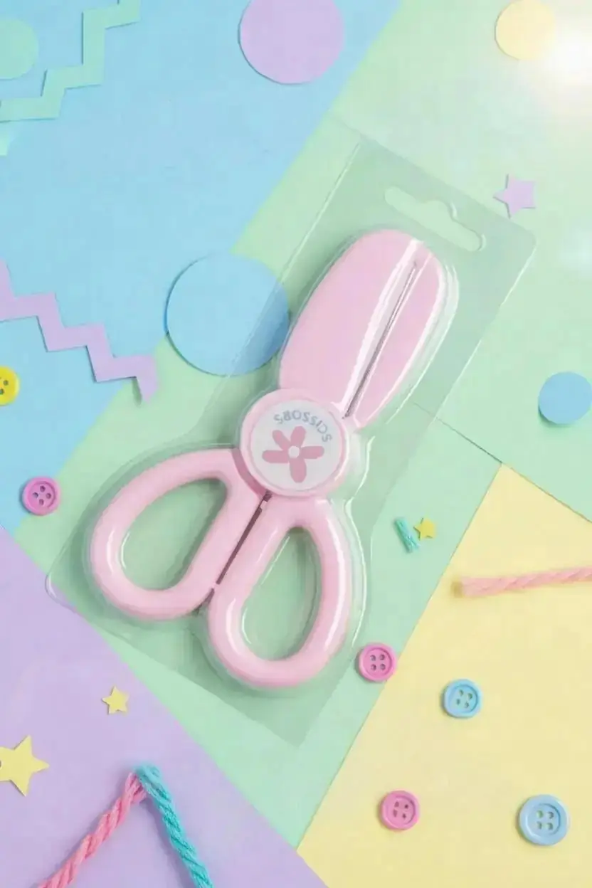 Miniso Lisanslı Basic Serisi Çocuk Makası Pembe – Okul ve El İşi İçin Pratik Çocuk Makası