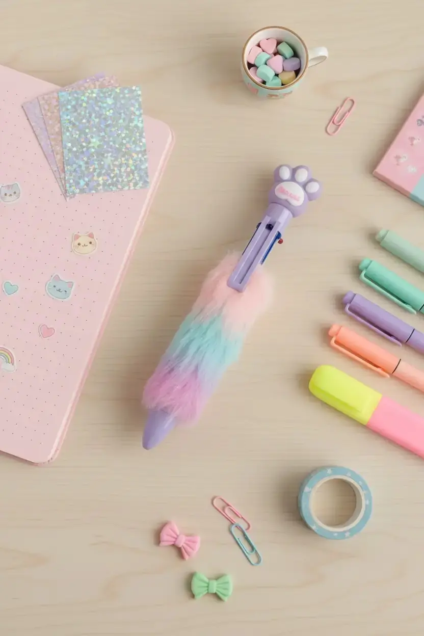 Taros Unick Color Pati Detaylı Çok Renkli Peluş Tükenmez Kalem