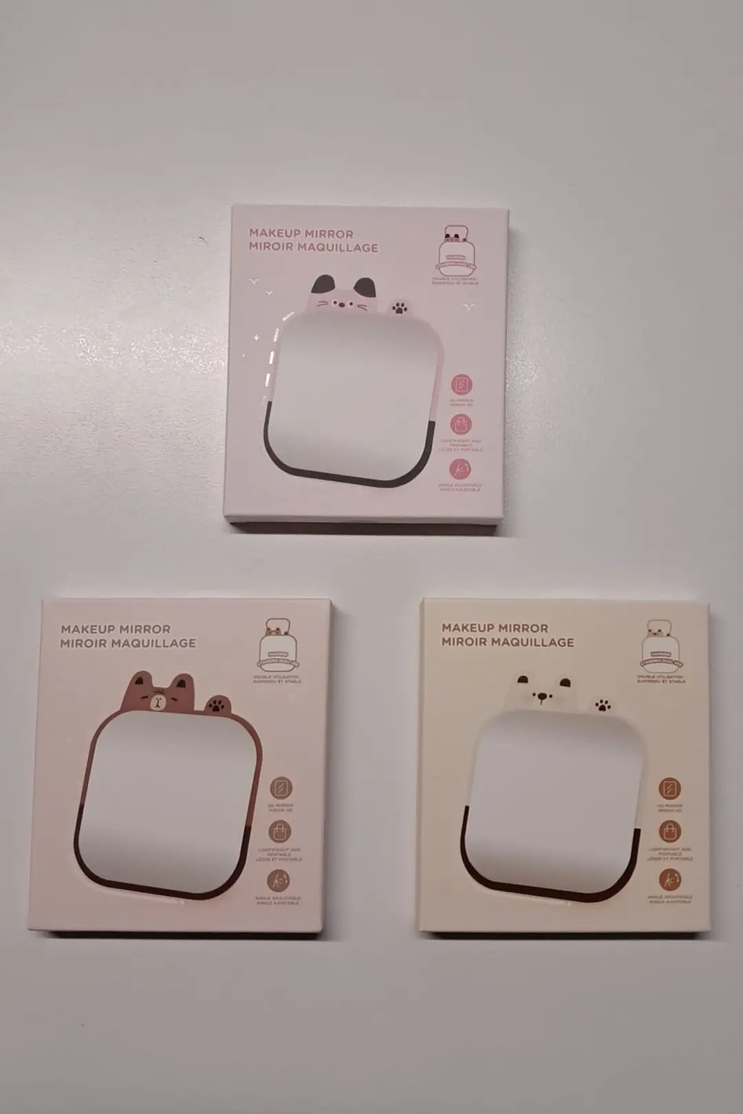 Miniso Lisanslı Mini Metal Masaüstü Makyaj Aynası – Katlanabilir El Sallayan Hayvan