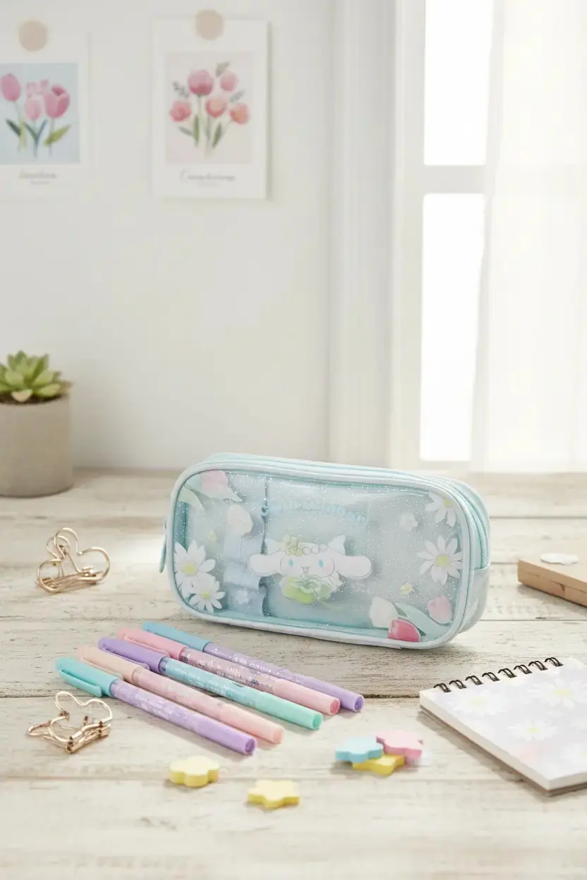 Sanrio Lisanslı Cinnamoroll Lale Koleksiyonu Çift Katmanlı Kalemlik 21 Cm Şık Tasarım