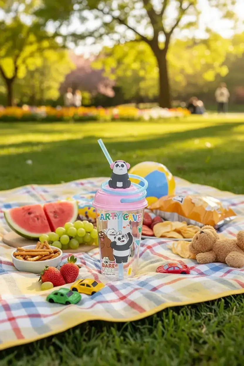 We Bare Bears Lisanslı Döndürülen Pipetli Plastik Bardak 19.6 cm - İçecek Ritüellerine Renk Katan Tasarım