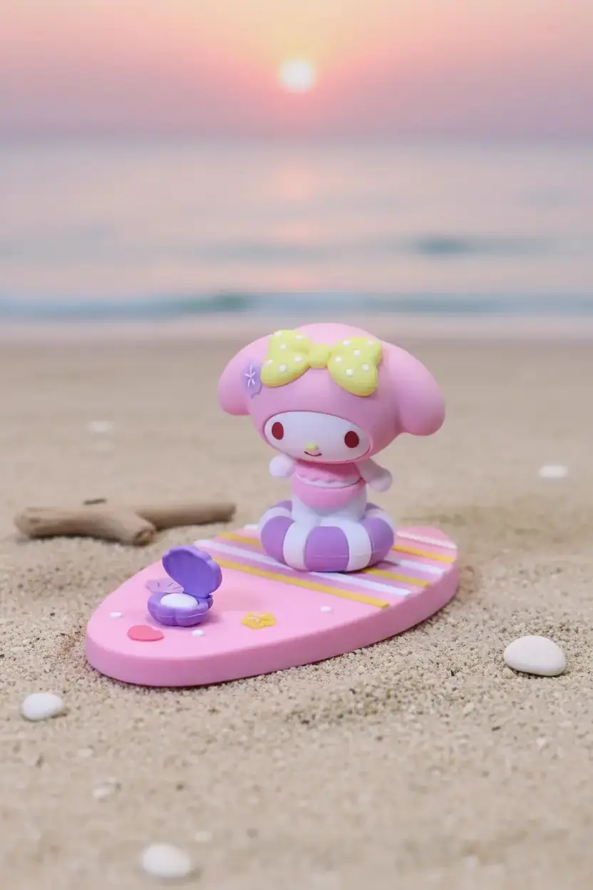 Sanrio Lisanslı Yaz Serisi My Melody Sahil Temalı Masa Üstü Telefon Tutucu ve Tablet Standı