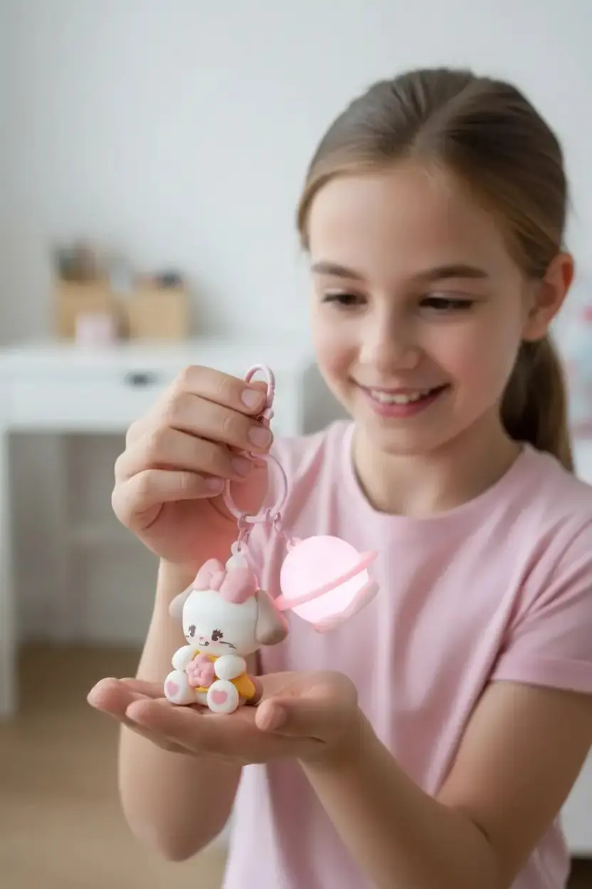 Mikko Lisanslı Souffle Figürlü Sümbül Detaylı Işıklı Anahtarlık 8,2 cm