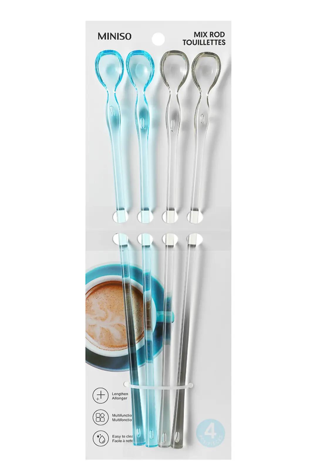 Miniso Lisanslı Plastik İçecek Karıştırma Çubuğu 4’lü Set – Ergonomik Kokteyl ve Kahve Karıştırıcı 26 Cm