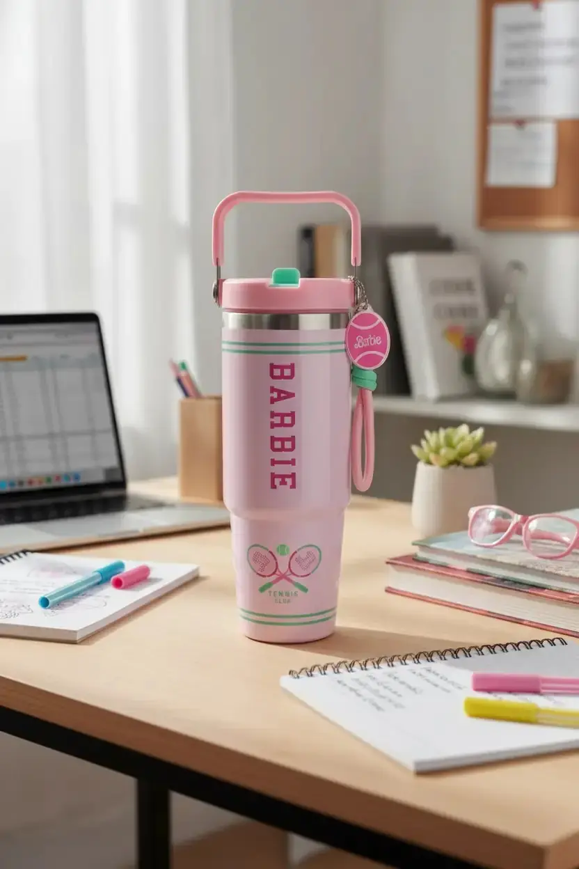 Barbie Lisanslı Pipetli Çift Cidarlı Çelik Matara 24,5 Cm – Tutacaklı
