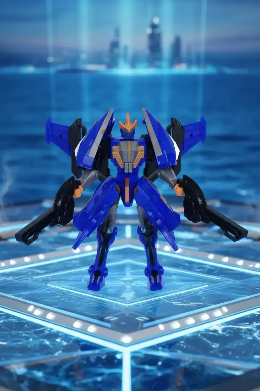 Miniso Lisanslı Dragon Force 3 Aqua Sharkbot Oyuncak – Dönüşebilir 37 Cm