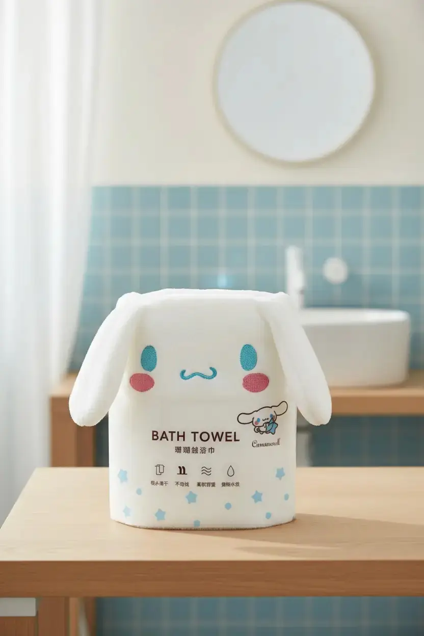 Cinnamoroll Lisanslı Mercan Polar Emici Banyo Havlusu 25 x 18 x 8 cm – Beyaz