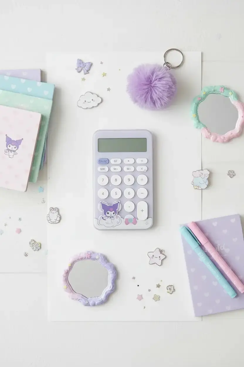 Sanrio Lisanslı Kuromi Hesap Makinesi Kompakt Masaüstü Kırtasiye Aksesuarı