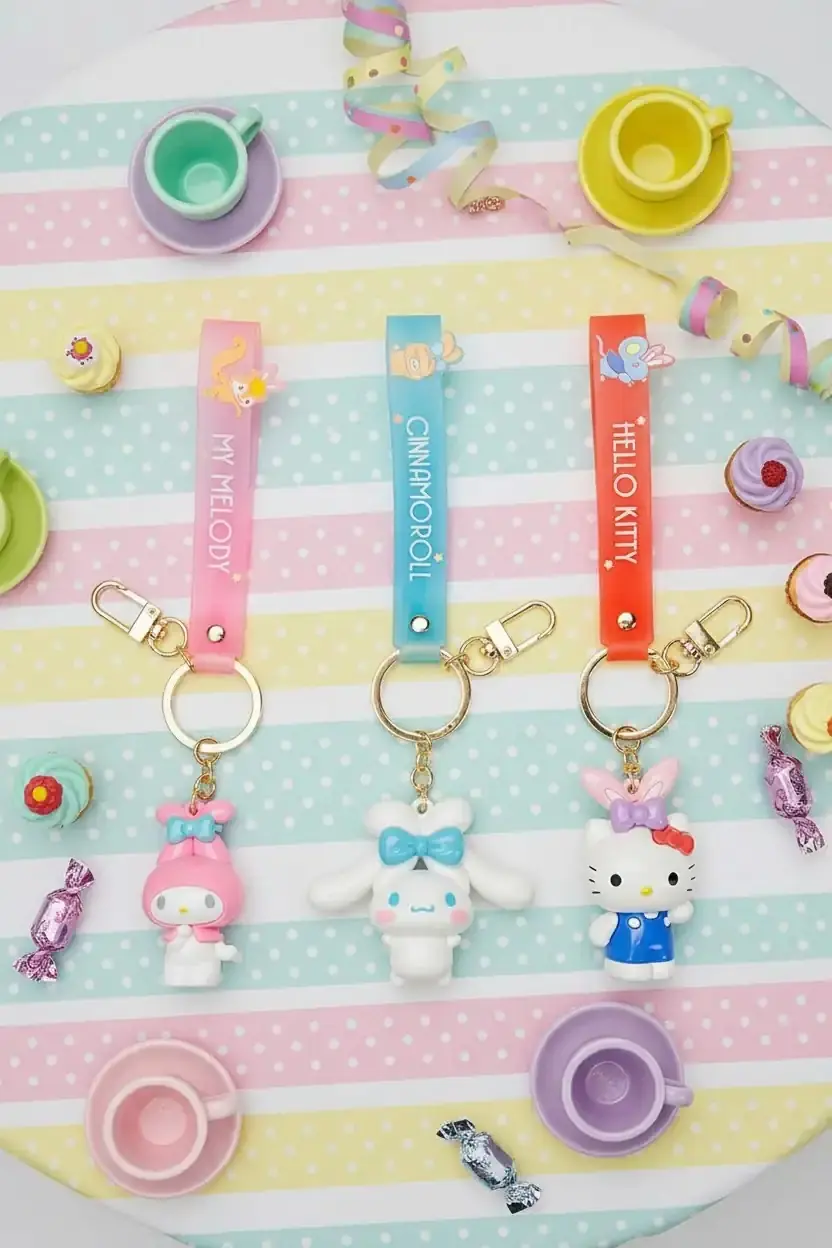 Sanrio Lisanslı Fiyonk Serisi Anahtarlık – Hello Kitty Cinnamoroll My Melody Figürlü Çanta Aksesuarı