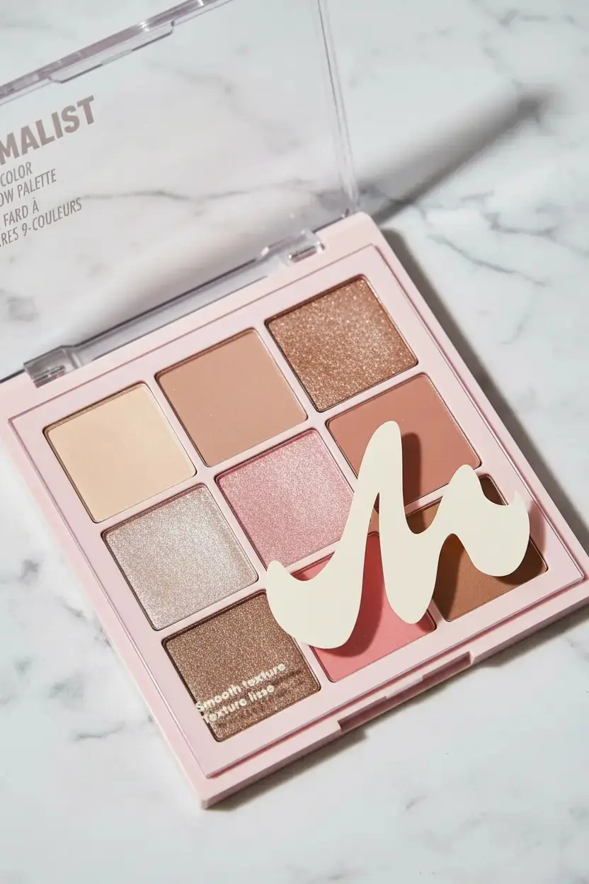 Miniso Lisanslı Minimalist Serisi 9'lu Likit Aydınlatıcı Paleti - Pembe Kahve Tonlu Işıltı Veren Highlighter Seti