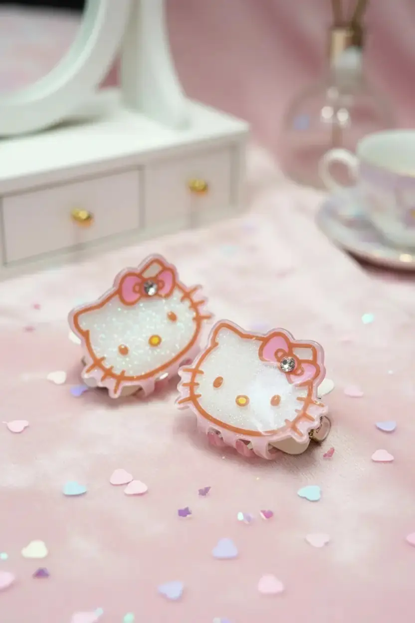 Sanrio Lisanslı Hello Kitty Mini Saç Mandalları Şık Ve Pratik Toka Seti