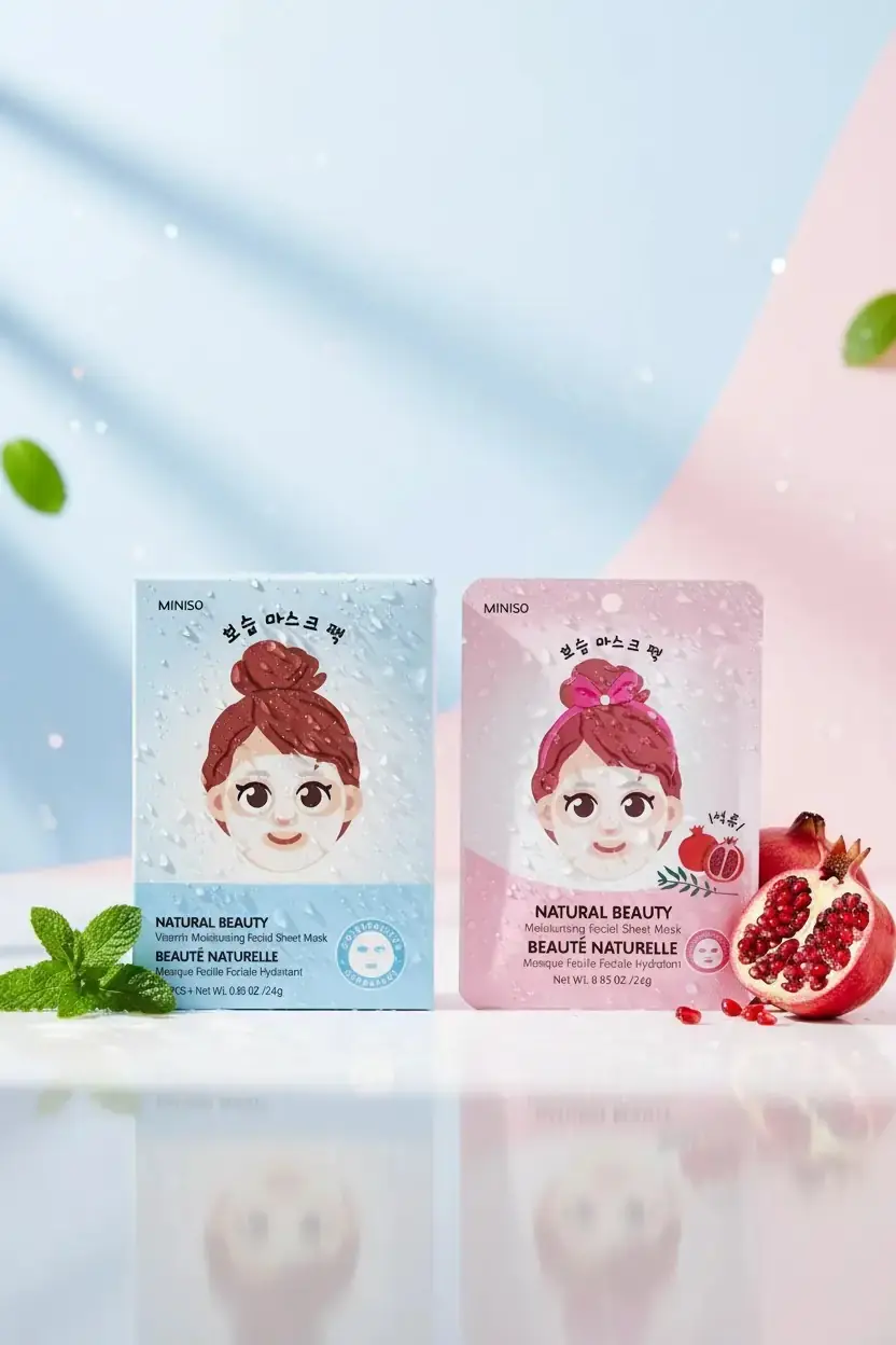 Miniso Lisanslı Doğal Güzellik Nar Özlü Kağıt Yüz Maskesi – Canlandırıcı Tek Kullanımlık