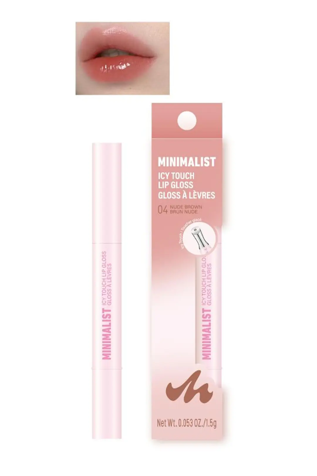Miniso Lisanslı Minimalist Serinletici Dudak Parlatıcısı – 04 Nude Kahverengi