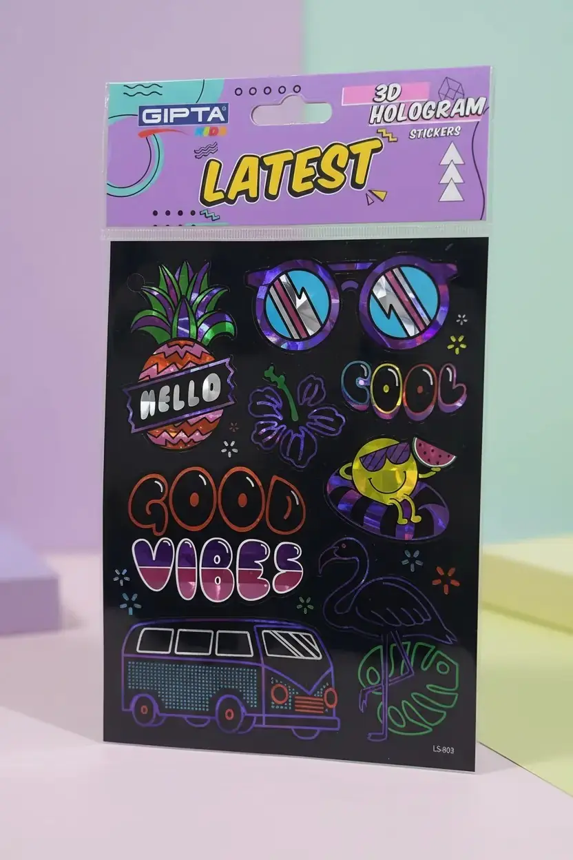 Gıpta Good Vibes Hologramlı Sticker Seti – 3D Parlak Efektli Defter Ve Telefon Çıkartması 21 CM