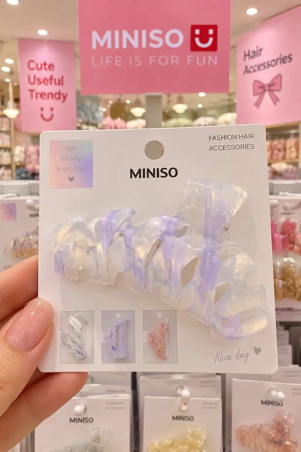 Miniso Lisanslı Romantik Şeffaf Mor Kıskaçlı Toka Zarif Tasarımlı Güçlü Kavrama Özellikli Saç Aksesuarı
