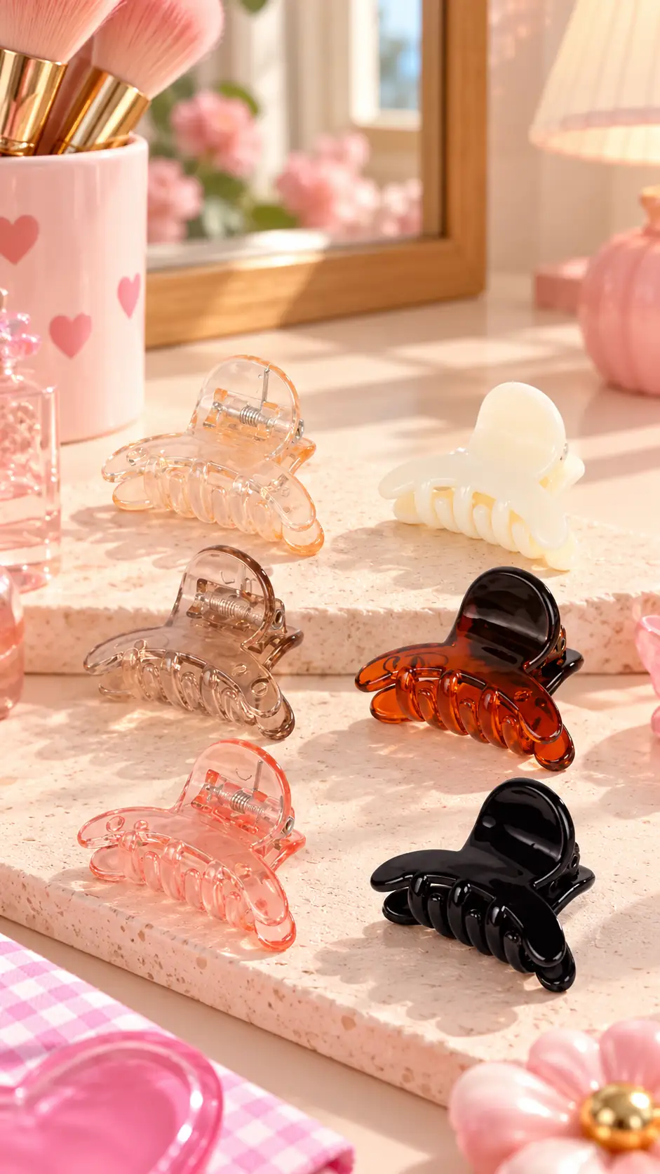 Miniso Lisanslı Kutulu Mini Kıskaç Toka Seti – Şeffaf ve Renkli Karışık Saç Aksesuarı 14 Adet