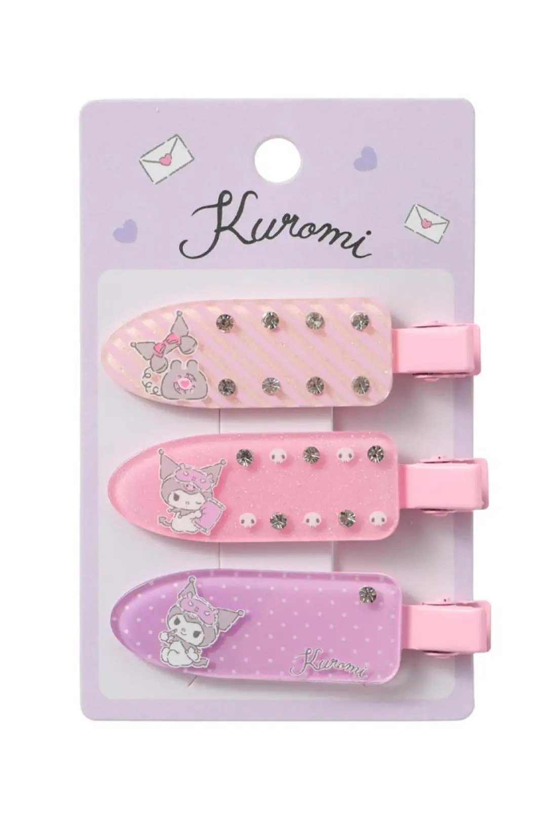 Sanrio Lisanslı Kuromi Saç Tokaları 3 Adet 11 Cm