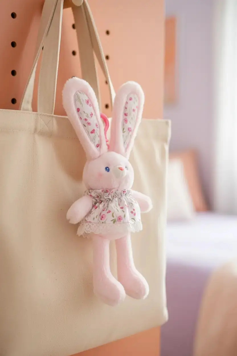 Miniso Lisanslı Uzayan Kollu Bacaklı 12 İnç Peluş Askı Süsü Pembe – Çiçek Elbiseli Model