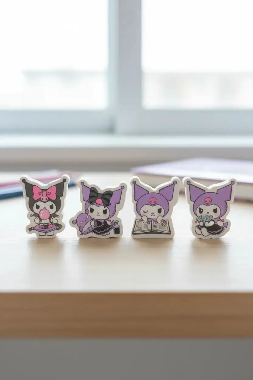 Timon Sanrio Lisanslı Kuromi Şekilli Silgi Seti – 4'lü Figür
