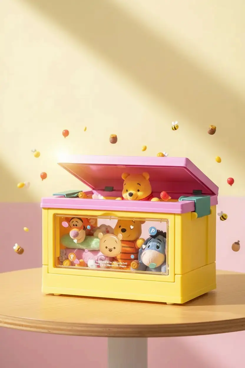 Disney Tsum Tsum Pooh Lisanslı Yan Pencereli Mini Saklama Kutusu – Masaüstü Aksesuar Organizeri 12 Cm
