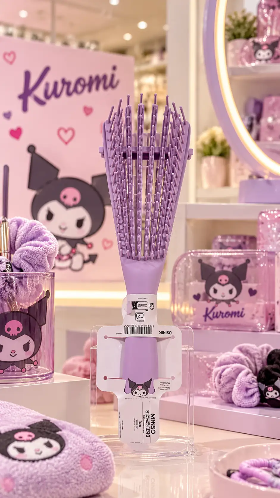 Sanrio Lisanslı Kuromi Ayarlanabilir Dolaşık Açıcı Saç Fırçası – Esnek Tasarım