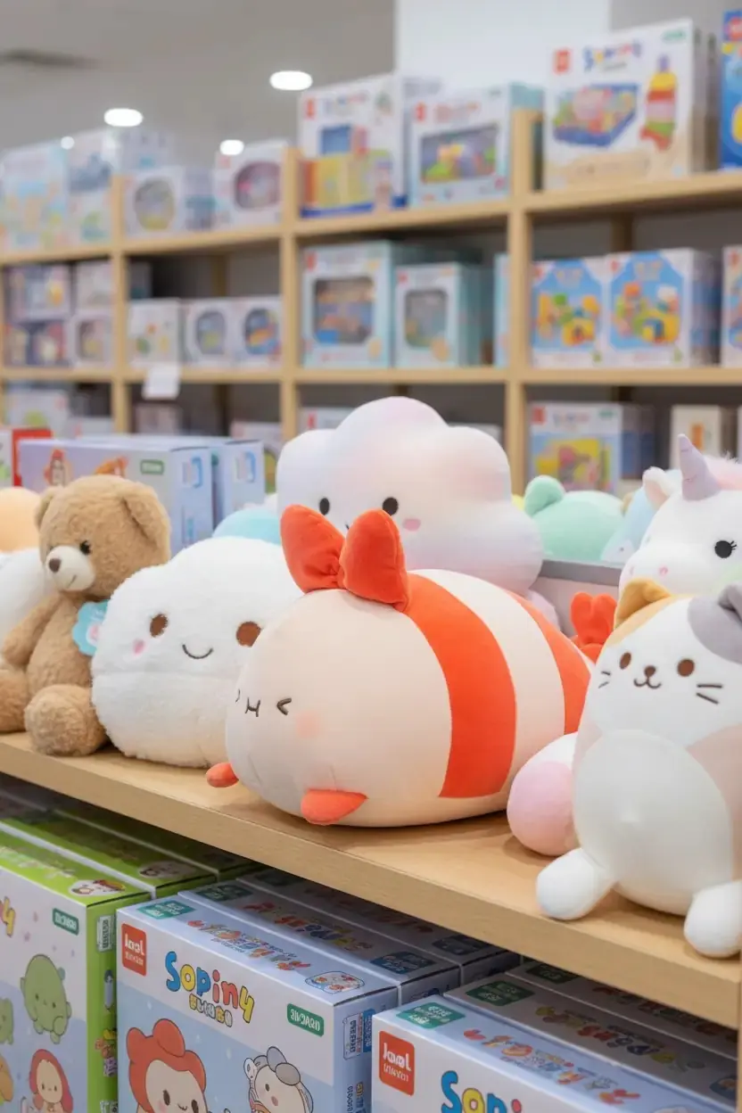 Miniso Lisanslı Sevimli Karides Peluş Oyuncak – Yumuşak Dokulu Dekoratif Koleksiyon Figürü 17 Cm