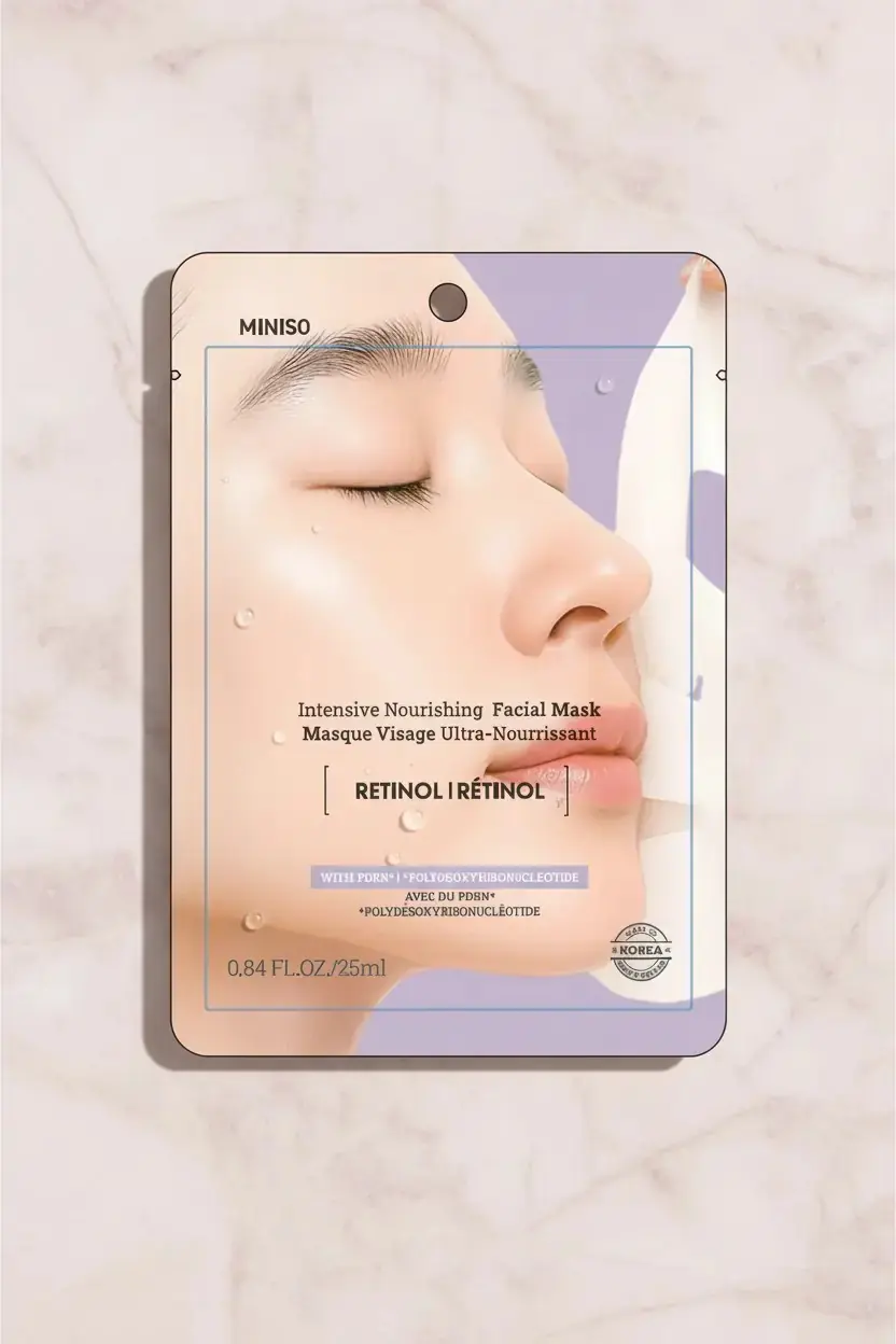 Miniso Lisanslı Yoğun Besleyici Yüz Maskesi – Retinol Temalı Kağıt Maske