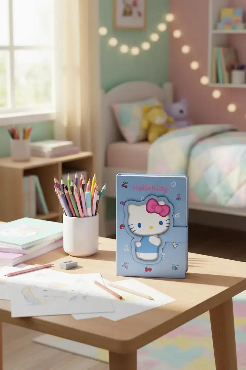 Sanrio Lisanslı Hello Kitty A5 Not Defteri 3D Figürlü Mıknatıslı 20.5 Cm