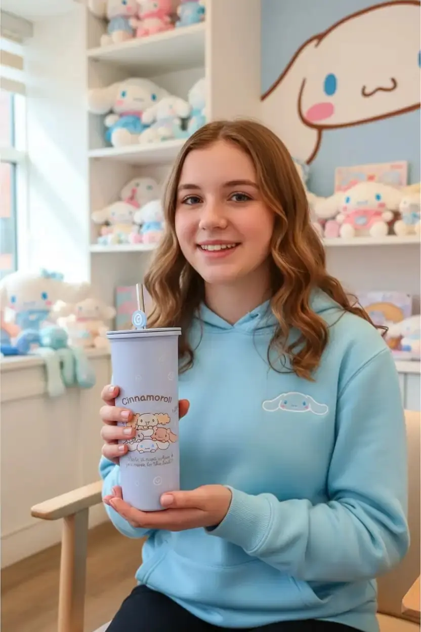Sanrio Lisanslı Pipetli Paslanmaz Çelik Matara Cinnamoroll 800 ml