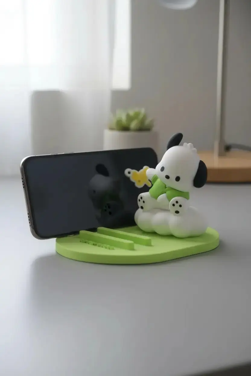 Sanrio Lisanslı Pochacco Masa Üstü Telefon Tutucu – Sevimli Dekoratif Stand